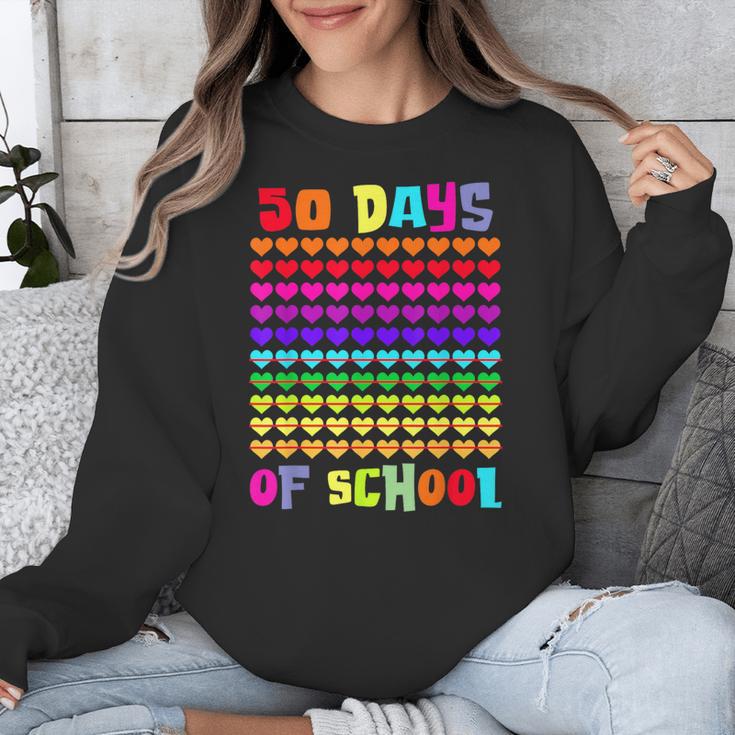 50 Days Of School Hearts Teacher Happy 50th Day Of School Unisex Sweatshirt, funny design 50 Days Of School Hearts Teacher Happy 50th Day Of School Unisex Sweatshirt, funny design