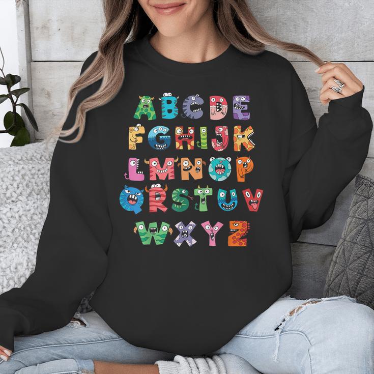 ABC Cute Monster Alphabet Halloween Teacher Costume Kids Unisex Sweatshirt, funny design ABC Cute Monster Alphabet Halloween Teacher Costume Kids Unisex Sweatshirt, funny design