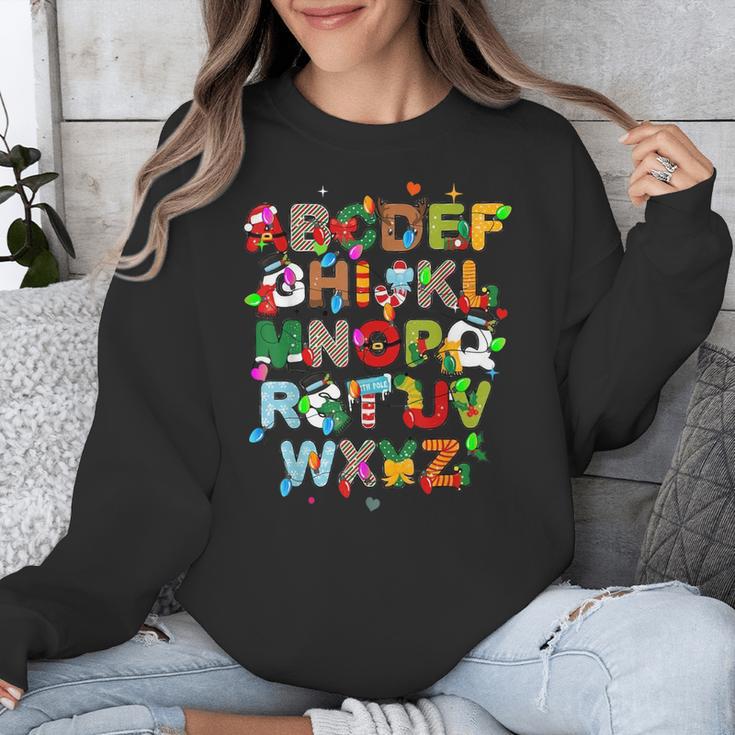 ABCs Learning Kindergarten Teacher Christmas Lights Alphabet For Men Women Kids Unisex Sweatshirt, funny design