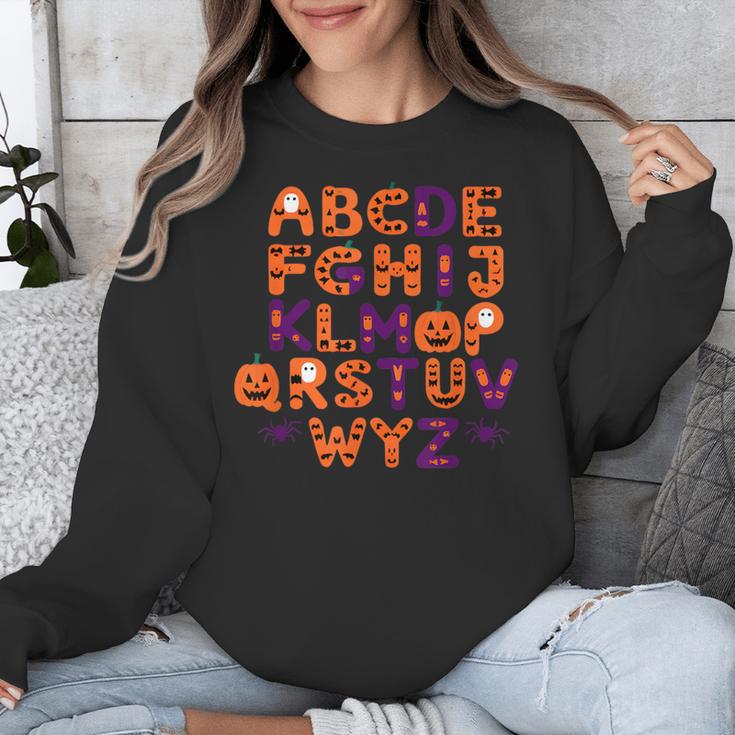ABCs Learning Kindergarten Teacher Halloween Alphabet Unisex Sweatshirt, funny design ABCs Learning Kindergarten Teacher Halloween Alphabet Unisex Sweatshirt, funny design