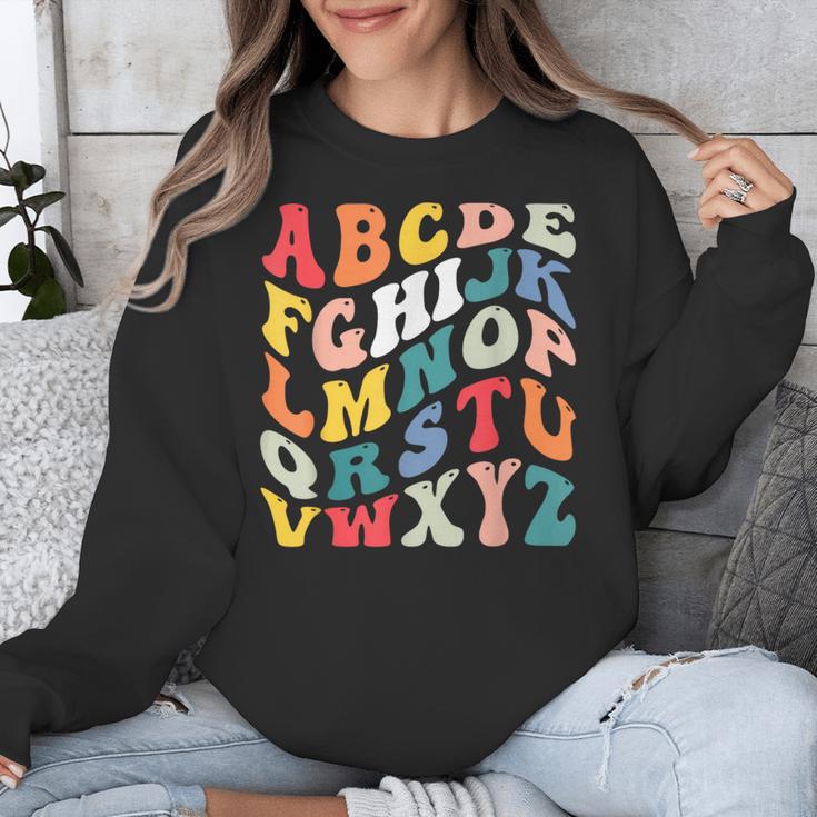 Alphabet Hi Back To School ABC Pre K Kindergarten Teacher Unisex Sweatshirt, funny design