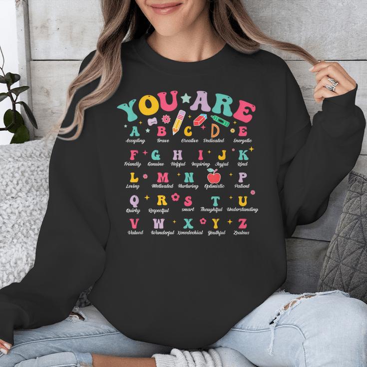 Alphabet Positive Affirmations Back To School Teacher Unisex Sweatshirt, funny design