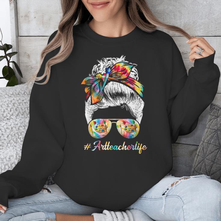 Art Teacher Life Messy Bun Back To School Art Teacher Unisex Sweatshirt, funny design