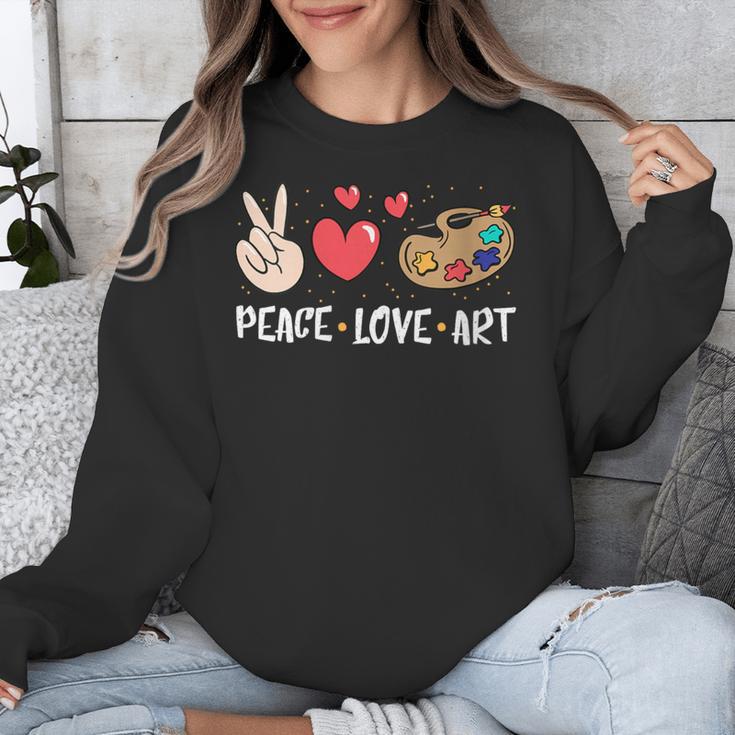 Art Teacher Peace Love Art For Artists And Painters Unisex Sweatshirt, funny design