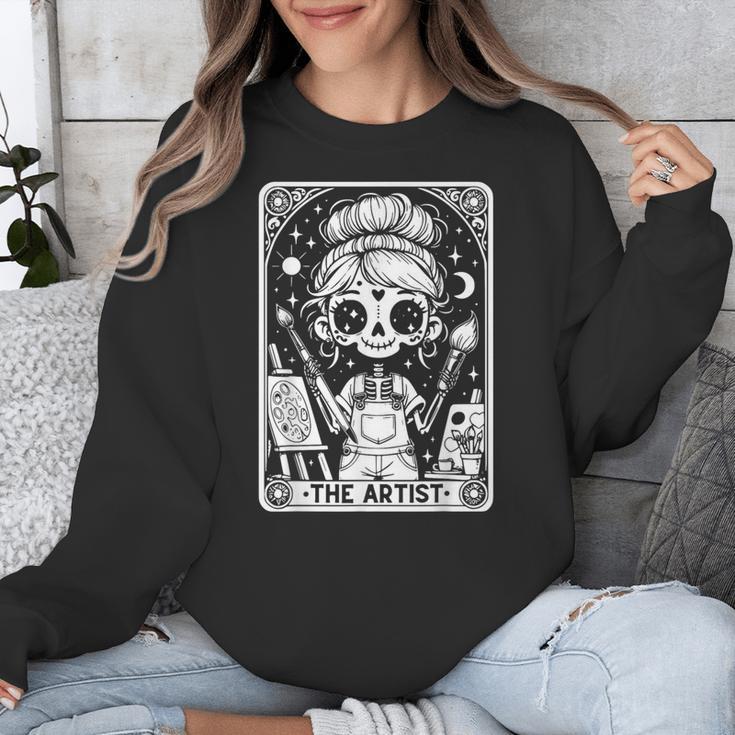 Artist Tarot Card Skeleton Painter Art Teacher Witchy Unisex Sweatshirt, funny design