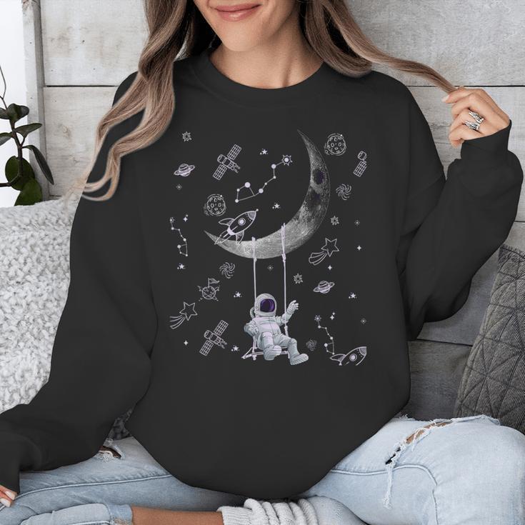 Astronaut Purple Moon Swing NASA Space Science Teacher Unisex Sweatshirt, Science Teacher Gifts, funny design
