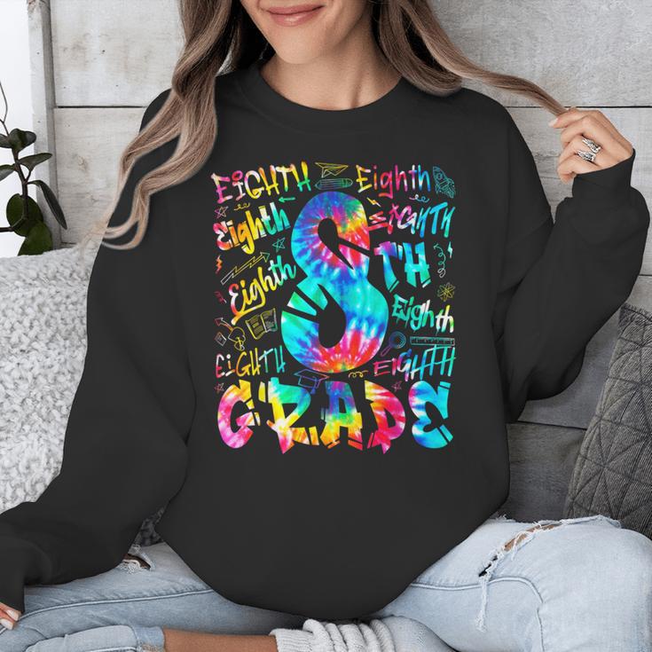 Back To School Eighth 8th Grade Tie Dye Typography Teacher Unisex Sweatshirt, funny design Back To School Eighth 8th Grade Tie Dye Typography Teacher Unisex Sweatshirt, funny design
