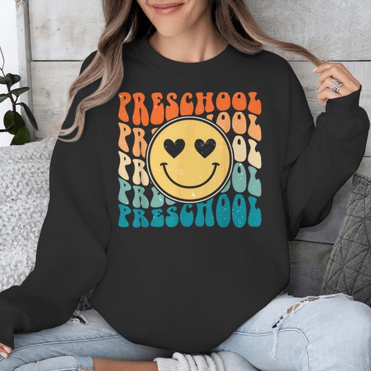 Back To School Groovy Smile Preschool Teachers Students Kids Unisex Sweatshirt, funny design