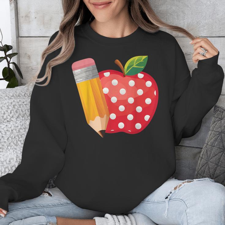 Back To School Pencil And Apple Teacher Student Unisex Sweatshirt, funny design Back To School Pencil And Apple Teacher Student Unisex Sweatshirt, funny design