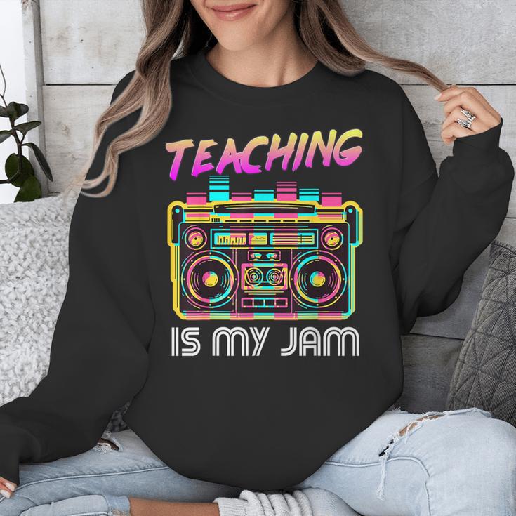 Back To School Retro Teaching Is My Jam 80s Teacher Boombox Unisex Sweatshirt, funny design Back To School Retro Teaching Is My Jam 80s Teacher Boombox Unisex Sweatshirt, funny design