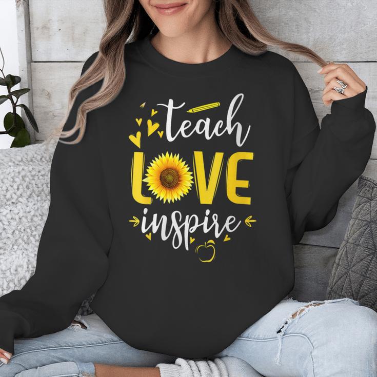 Back To School Teach Love And Inspire Teacher Sunflower Unisex Sweatshirt, funny design Back To School Teach Love And Inspire Teacher Sunflower Unisex Sweatshirt, funny design
