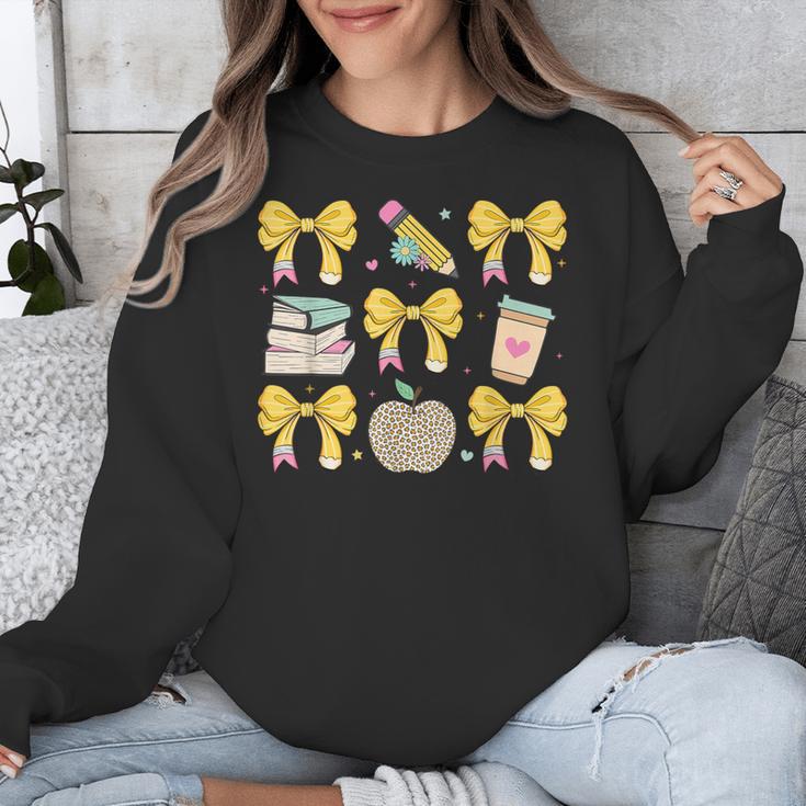Back To School Yellow Bows Book Coffee Leopard Apple Teacher Unisex Sweatshirt, funny design Back To School Yellow Bows Book Coffee Leopard Apple Teacher Unisex Sweatshirt, funny design
