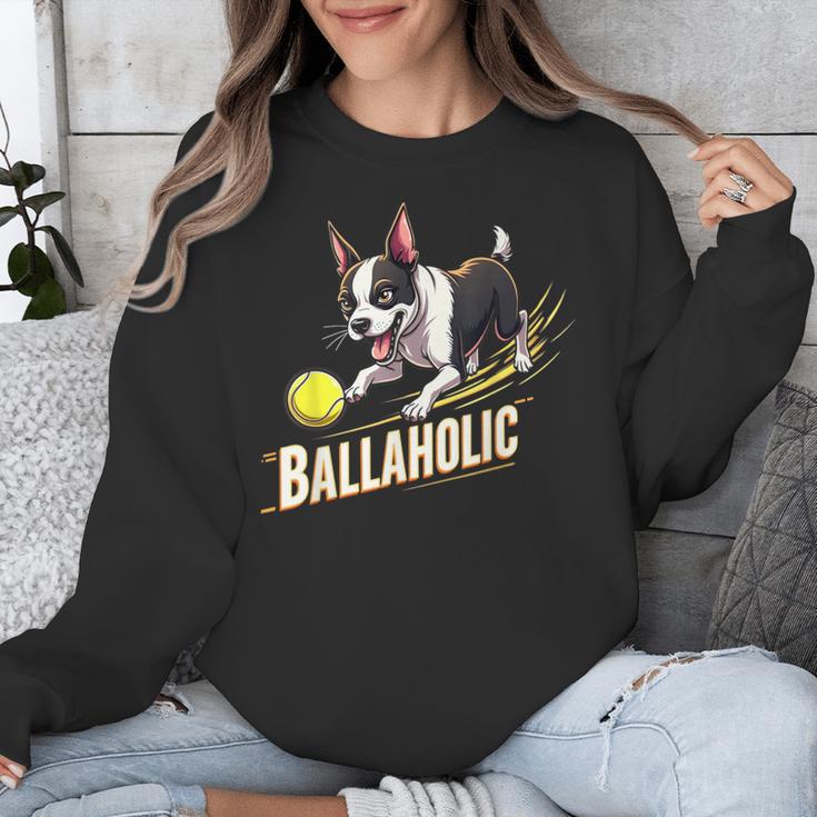 Ballaholic Boston Terrier Dog Chasing Bostie Ball Unisex Sweatshirt, funny design