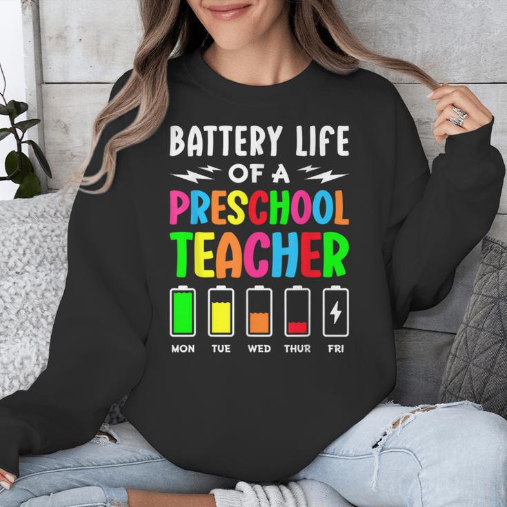 Battery Life Of a Preschool School Teacher School Week Unisex Sweatshirt, funny design
