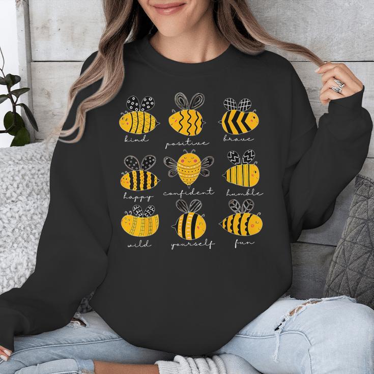 Bee Kind Positive Brave Happy Confident Humble Teacher Unisex Sweatshirt, funny design Bee Kind Positive Brave Happy Confident Humble Teacher Unisex Sweatshirt, funny design