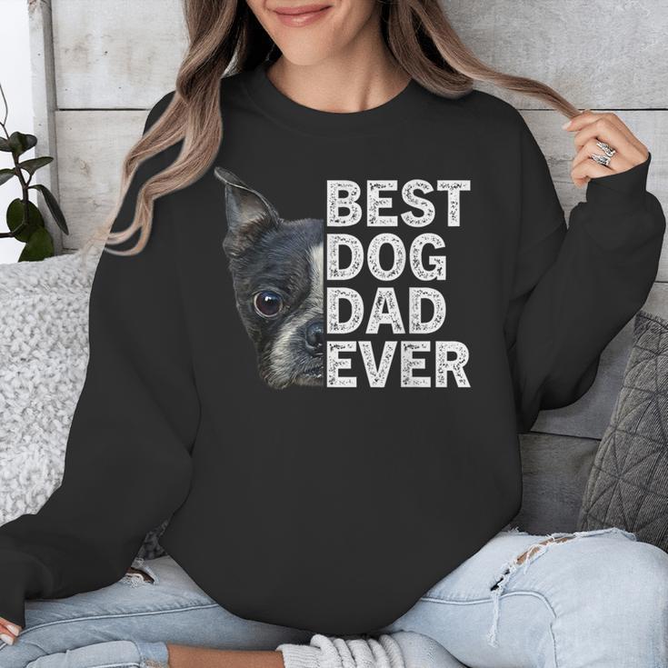 Best Dog Dad Ever Boston Terrier Dog Lover For Dad Men Women Girls Kids Unisex Sweatshirt, Boston Terrier Dad Gifts, funny design
