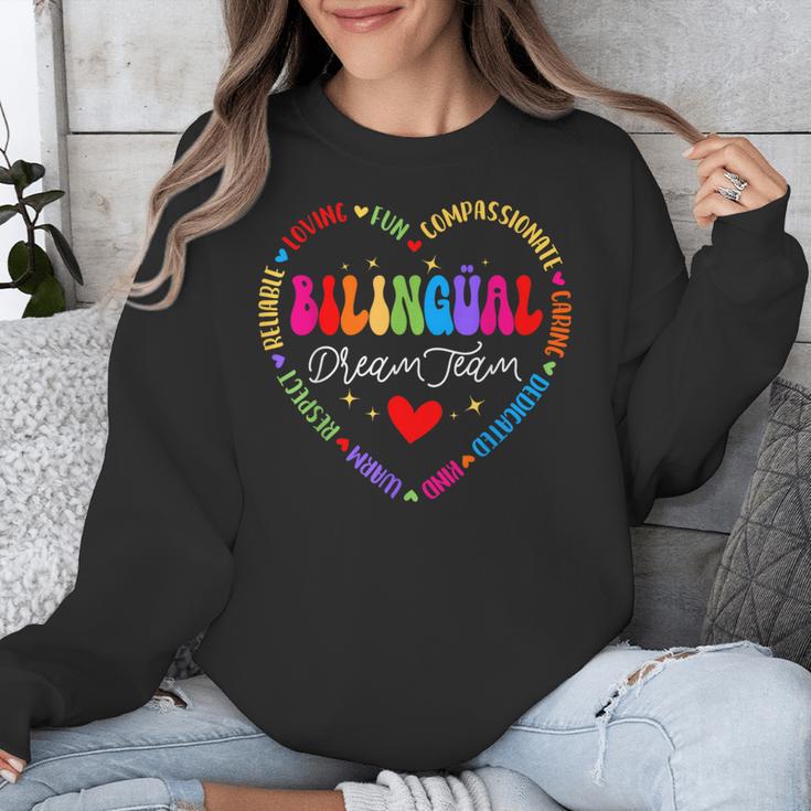 Bilingues Dream Team Dual Language Bilingual Crew Teacher Unisex Sweatshirt, funny design Bilingues Dream Team Dual Language Bilingual Crew Teacher Unisex Sweatshirt, funny design