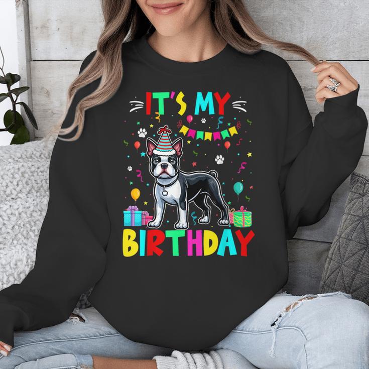 My Birthday Colorful Costume Boston Terrier Party Unisex Sweatshirt, funny design