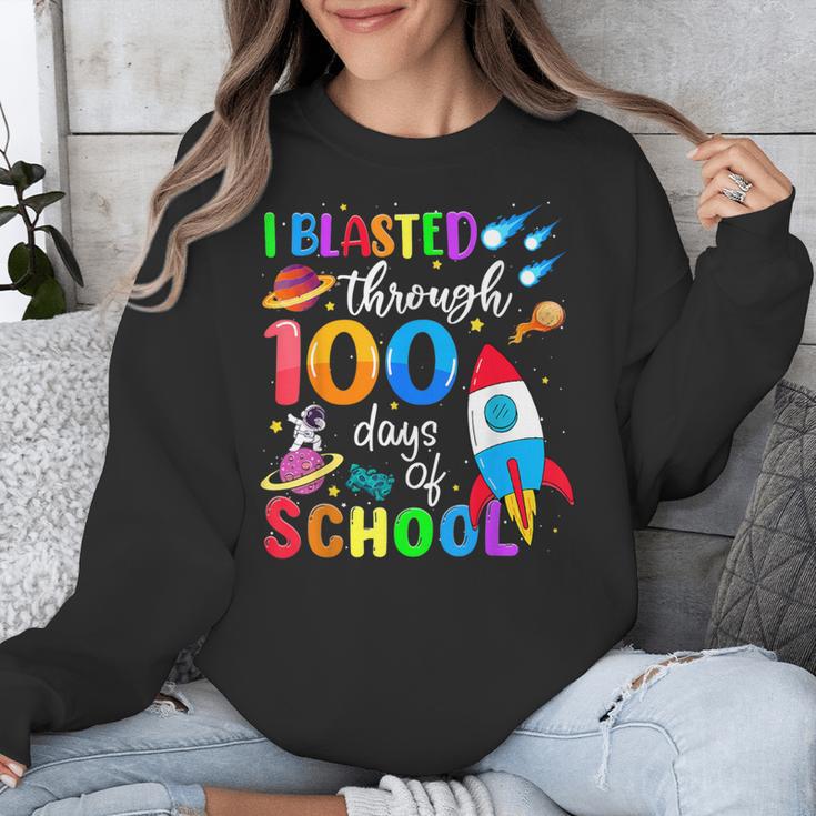 I Blasted Through 100 Days Of School 100th Day Teacher Kids Unisex Sweatshirt, funny design I Blasted Through 100 Days Of School 100th Day Teacher Kids Unisex Sweatshirt, funny design