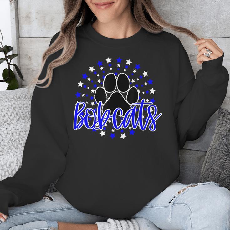 Blue Bobcats School Spirit Coquette Bow Mascot Teacher Unisex Sweatshirt, funny design Blue Bobcats School Spirit Coquette Bow Mascot Teacher Unisex Sweatshirt, funny design
