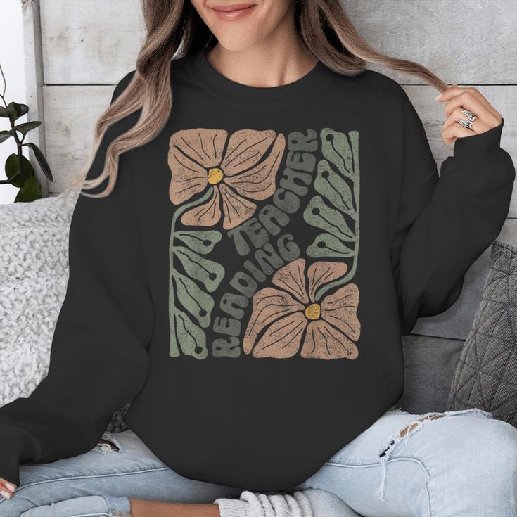 Boho Floral Reading Teacher Retro Reading Specialist Wildfl Unisex Sweatshirt, funny design Boho Floral Reading Teacher Retro Reading Specialist Wildfl Unisex Sweatshirt, funny design