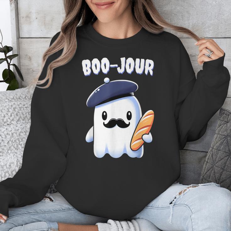 Boo Jour Ghost French Teacher Vintage Teacherlife Groovy Unisex Sweatshirt, Groovy Teacher Gifts, funny design