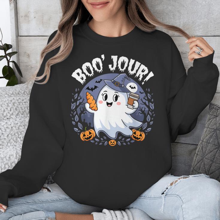 Boo Jour Ghost Halloween French Teacher Cute Coffe Croissant Unisex Sweatshirt, funny design Boo Jour Ghost Halloween French Teacher Cute Coffe Croissant Unisex Sweatshirt, funny design