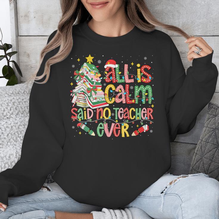 Book Tree All Is Calm Said No Teacher Ever Christmas Unisex Sweatshirt, funny design