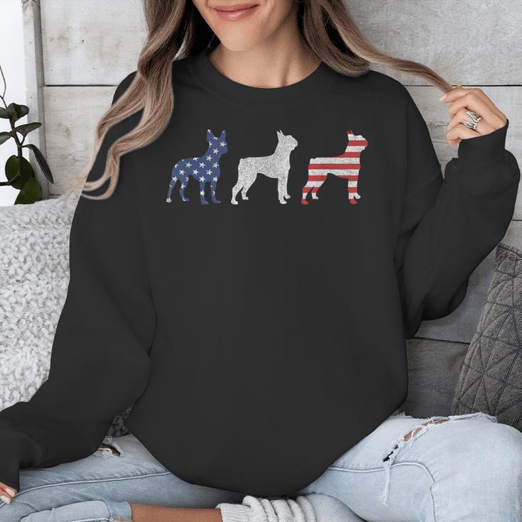 Boston Terrier 4th Of July Dog Patriotic USA Flag Man Woman Unisex Sweatshirt, Patriotic Boston Terrier Gifts, Boston Terrier 4th Of July Gifts, funny design
