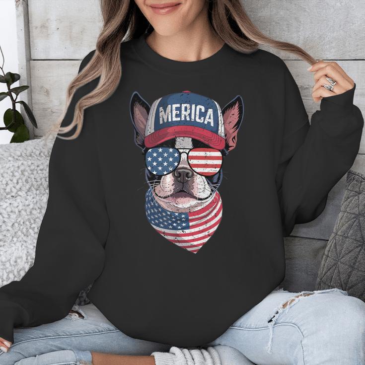 Boston Terrier 4th Of July US Merica Bostie Dog Patriotic For Men Women Kids Unisex Sweatshirt, Patriotic Boston Terrier Gifts, Boston Terrier 4th Of July Gifts, funny design
