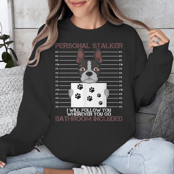 Boston Terrier American Gentleman Personal Stalker Dog Lover Unisex Sweatshirt, American Boston Terrier Gifts, funny design