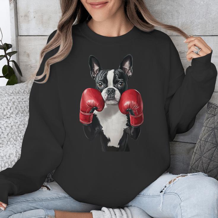 Boston Terrier Boxing Unisex Sweatshirt, funny design