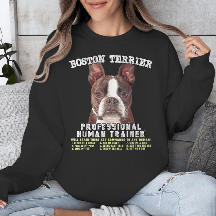 Boston Terrier Brindle Dog Professional Human Trainer Unisex Sweatshirt, funny design