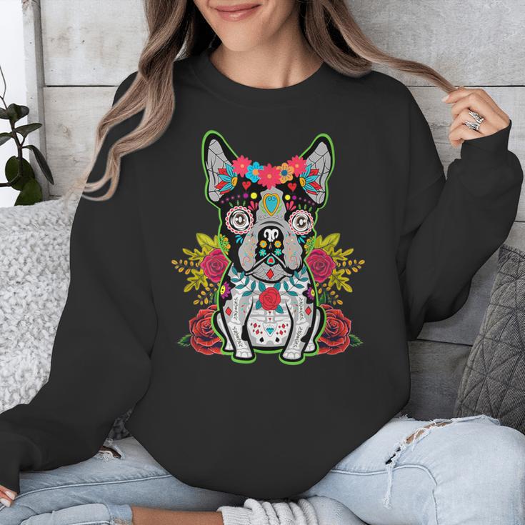 Boston Terrier Dia De Los Muertos Day Of The Dead Dog Skull For Men Women Kids Unisex Sweatshirt, funny design