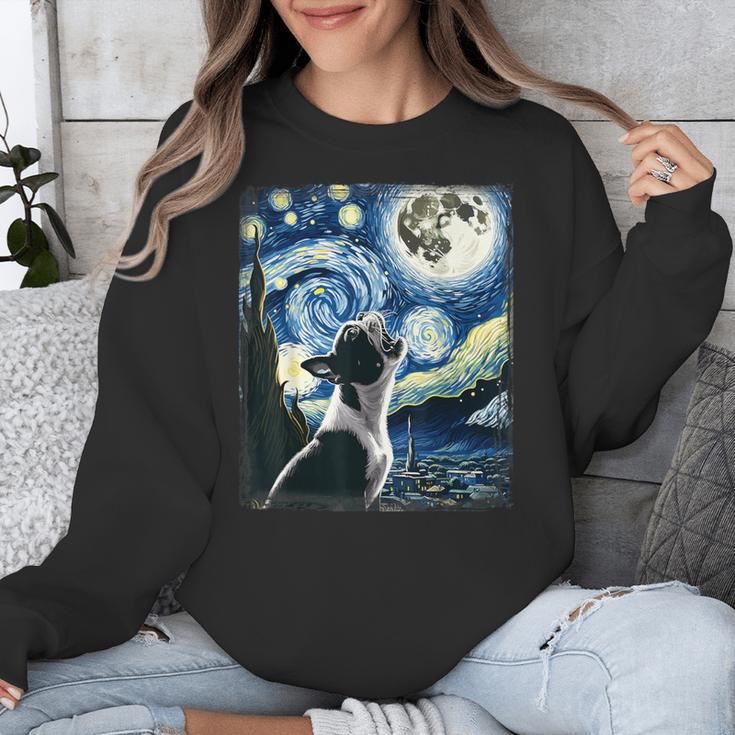 Boston Terrier Dog Art Van Gogh Starry Night Boston Terrier Unisex Sweatshirt, funny design