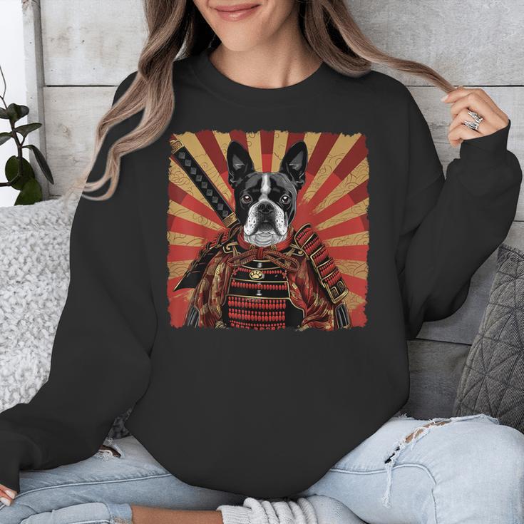 Boston Terrier Dog Japanese Art Samurai Ukiyo-e Unisex Sweatshirt, funny design