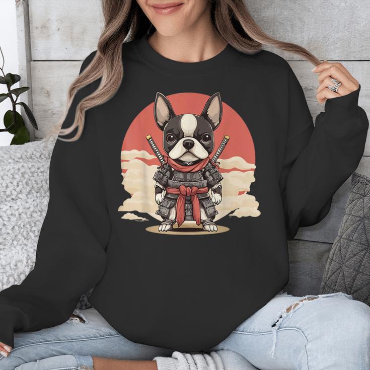 Boston Terrier Dog Japanese Style Samurai Dogs Unisex Sweatshirt, funny design