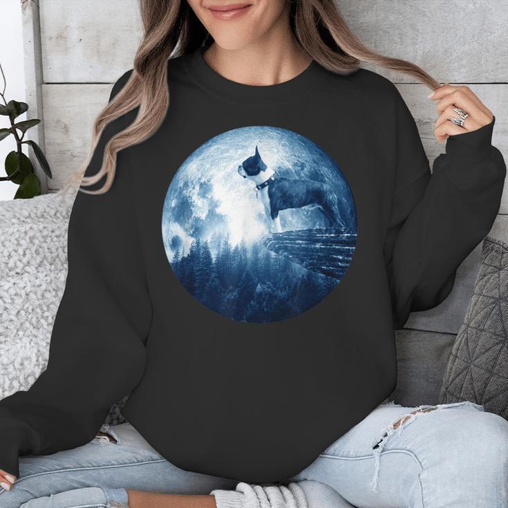 Boston Terrier Dog Moon Dog Mom Dad Women Men Dog Lovers Unisex Sweatshirt, Mom Gifts, Boston Terrier Dad Gifts, Boston Terrier Mom Gifts, funny design