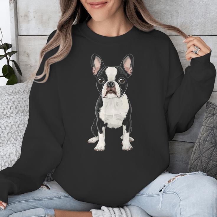 Boston Terrier Dog Motif Pet Art Boston Terrier For Men Women Kids Unisex Sweatshirt, funny design