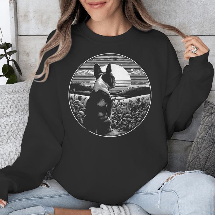 Boston Terrier Dog Nature Scene Graphic Art Men Women Girls Kids Unisex Sweatshirt, funny design