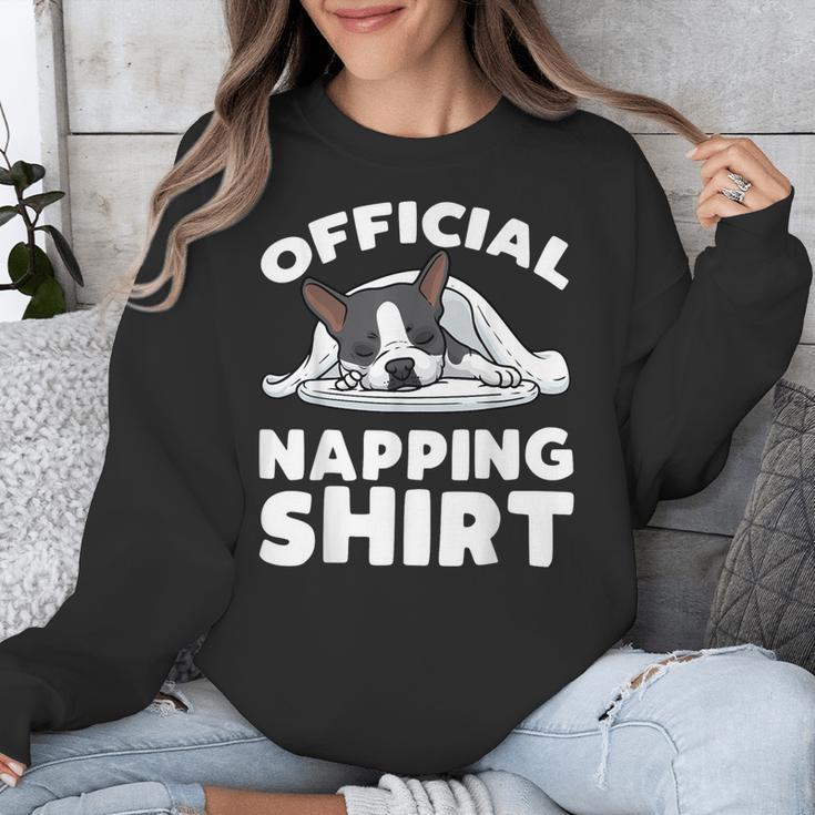 Boston Terrier Dog Official Sleeping Shirt Men Women Kids Unisex Sweatshirt, funny design