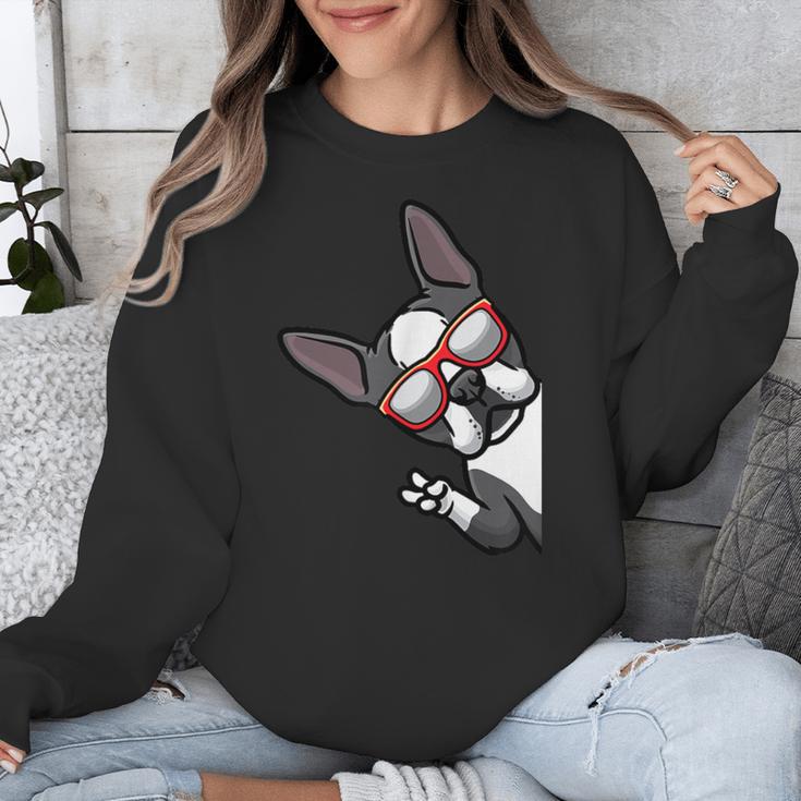 Boston Terrier Dog From Side Boston Bull Unisex Sweatshirt, funny design