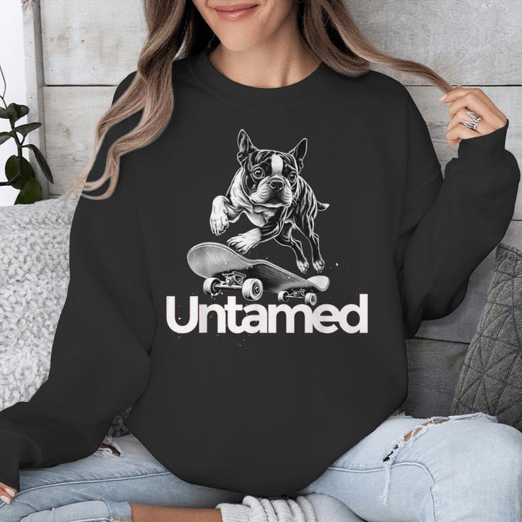 Boston Terrier Dog Untamed For Men Women Unisex Sweatshirt, funny design
