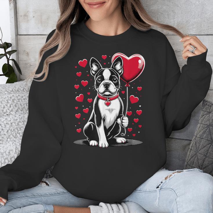 Boston Terrier Dog Valentine's Day Dog Owner Valentine Unisex Sweatshirt, funny design
