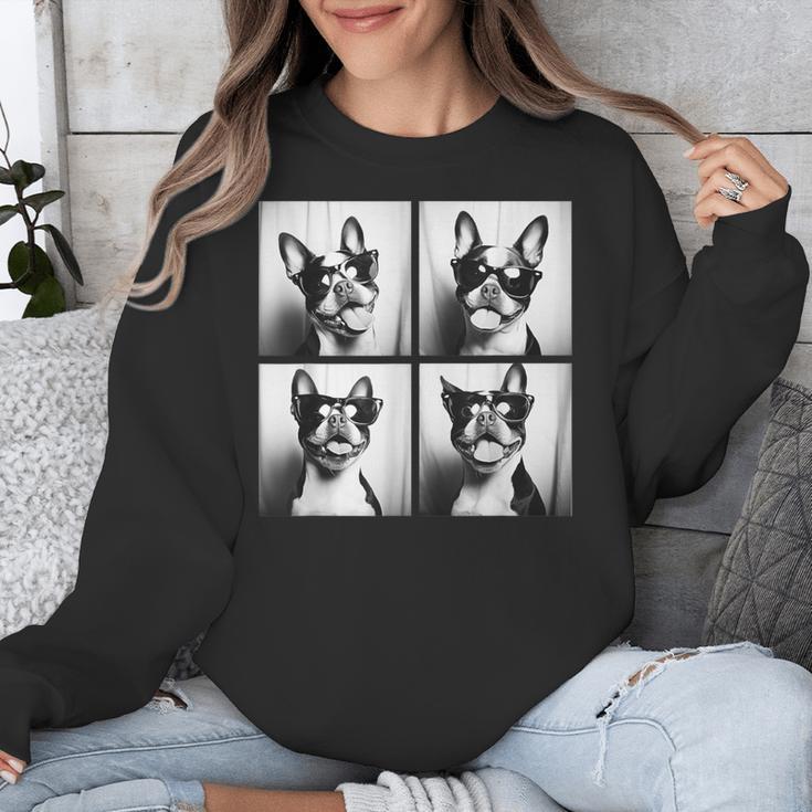 Boston Terrier Dogs With Sunglasses Photo Pets Meme Unisex Sweatshirt, funny design