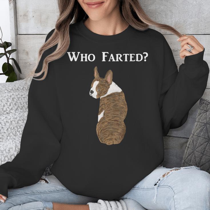 Boston Terrier Who Farted Unisex Sweatshirt, funny design