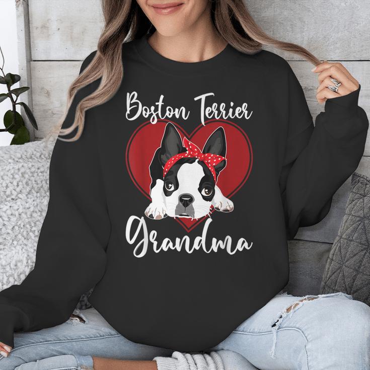 Boston Terrier Grandma Dog Owner Boston Terrier For Men Women Unisex Sweatshirt, funny design