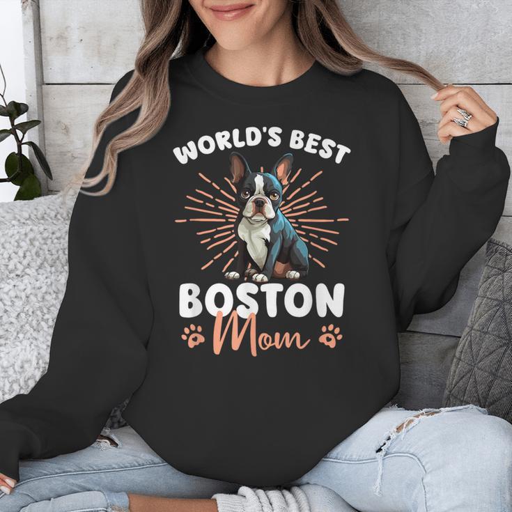 Boston Terrier Groovy World's Best Boston Mom Unisex Sweatshirt, Mom Gifts, Boston Terrier Mom Gifts, funny design