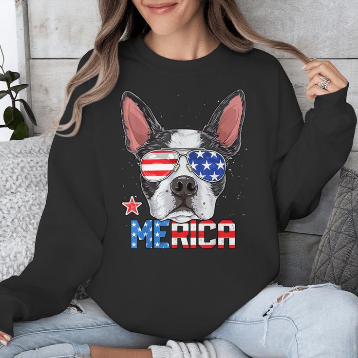 Boston Terrier Merica 4th Of July T Shirt Men Boys Dog Puppy Unisex Sweatshirt, Boston Terrier 4th Of July Gifts, funny design