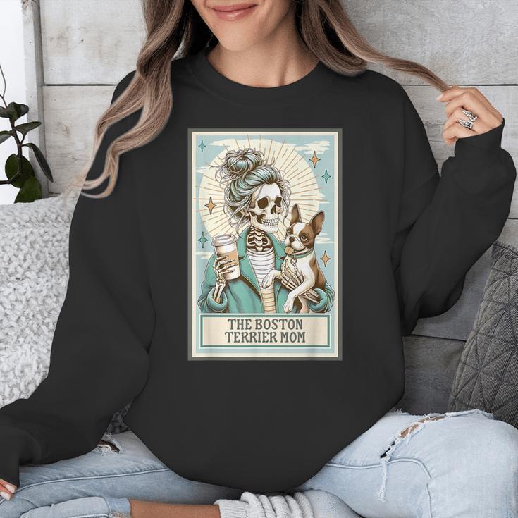 Boston Terrier Mom Skeleton Tarot Card Witch Vibes Dog Mom Unisex Sweatshirt, Mom Gifts, Boston Terrier Tarot Gifts, Boston Terrier Mom Gifts, funny design